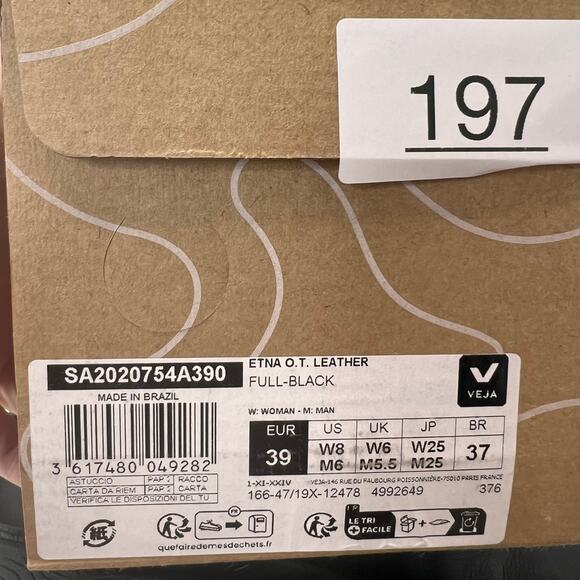 Veja Etna O.T. Leather Hook & Loop Sandal Black Women's 8M/Men's 6/EU 39 - Picture 10 of 10